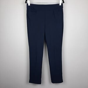 Chico's Solid Navy Blue Slim Leg Ankle Length Pull On Ponte Pants size 4